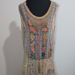 Johnny Was Multicolor Embroidered Maxi Dress